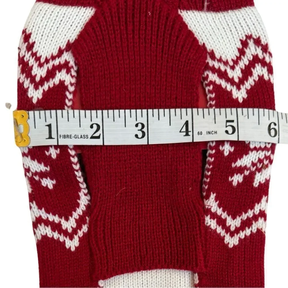 Friends Forever Knit Pet Holiday Snowflake Red White Ugly Sweater Hooded Pom NWT - Picture 5 of 9